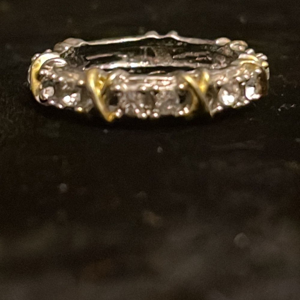 Hugs and kisses CZ gold tone ring